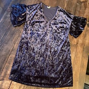 Bo-Bel Crushed Velvet Ruffle Sleeve Party Cocktail Dress L